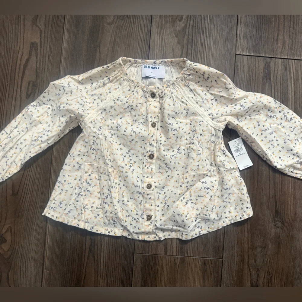 Old Navy Floral Button-Front Long Sleeve Top Youth 2T – NWT